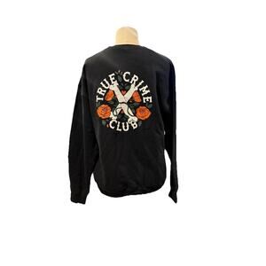 True Crime Club Graphic Crew Neck Sweater Women’s Medium Double Sided